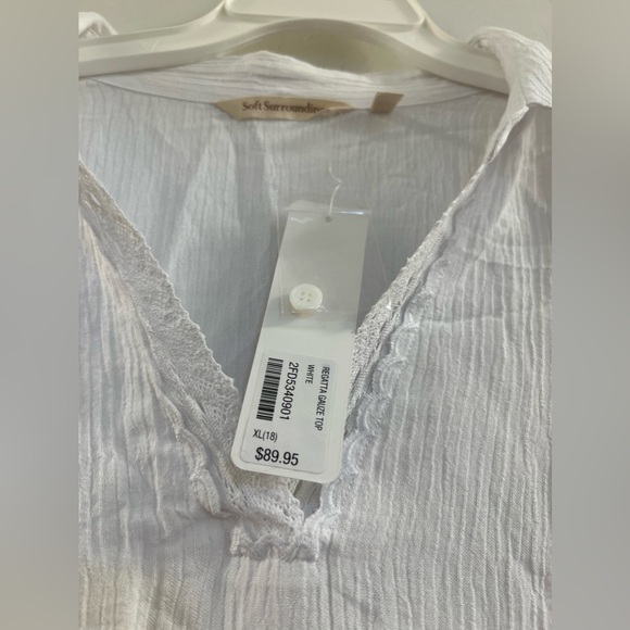 Soft Surroundings Regatta White Gauze V-Neck Top - Picture 5 of 13
